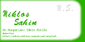 miklos sahin business card
